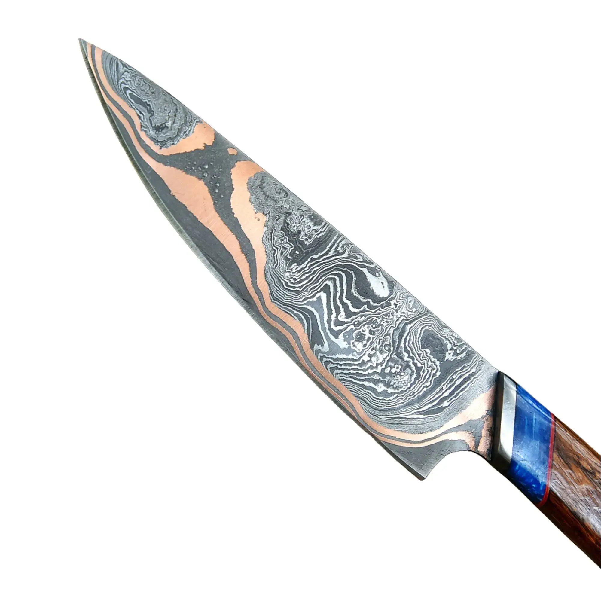 Luxury Billionarie Club  RARE Copper Damascus Chef Knife - Handmade Kitchen Knife - Copper Blade Chef Knife Unique Steel  Meat Vegetable Bbq