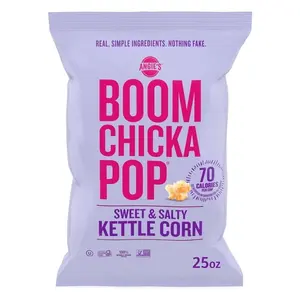 Angie’s BOOMCHICKAPOP Sweet & Salty Kettle Corn, 25 oz – Non-GMO, Gluten-Free Popcorn, Light Crunchy Snack, Family Size Bag