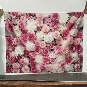 Flower Pattern Party Backdrop, Wedding Party Backdrop, Floral Pattern Party Banner, Photo Props Background Cloth, Indoor & Outdoor Background Decoration, Ornaments, Indoor Backdrops