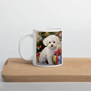 Maltese (Or Bichon?) Christmas White glossy mug