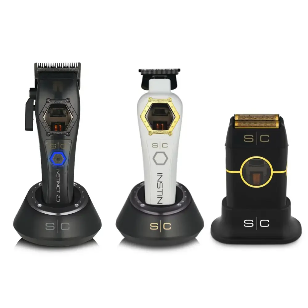 StyleCraft Instinct Metal Edition Hair Clipper w/ Instinct Metal Edition Trimmer w/ Instinct Metal Double Foil Shaver (SC611M, SC410M, SC807) [COMBO] [BLACK]