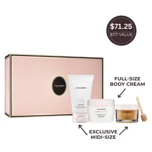 Laura Mercier Ambre Vanille Collection - Limited Edition Body Care Set with Full-Size Body Cream, Midi- Size Hydrating Body Wash & Honey Bath Dipper, Moisturizing and Cleanser