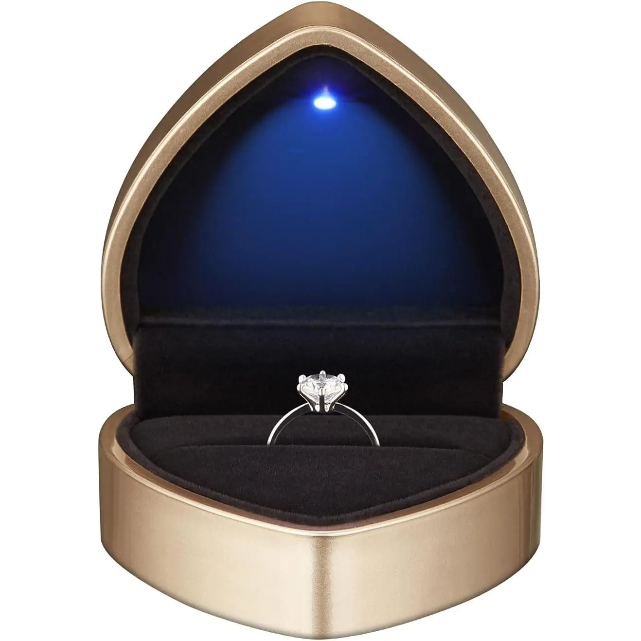 Heart Shaped Ring  Box with LED Light,  Earrings  Case with Light, Jewellry Display Box for Wedding, Engagement, Proposal, Birthday and Anniversary ()