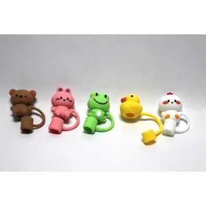 Cute Animal Straw Toppers, Choose from a Duck, Chicken, Bear, Frog or a Bunny Rabbit, Fits Most Straws