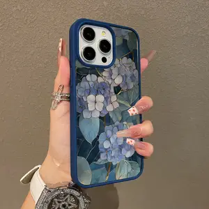 Trendy Magnetic Case for iPhone11/12/13/14/15/16/17/promax Blue Hydrangea Art MagSafe Ready, Ultra Thin & Shockproof| Cute Pick for Girls