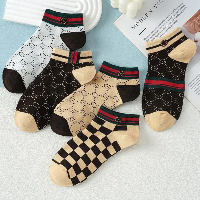 5 pairs of men's low-cut socks - Moisture-wicking, anti-odor, lightweight and comfortable, suitable for daily wear, couple