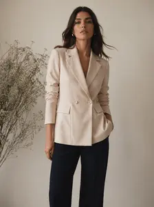 Cream Double-Breasted Blazer