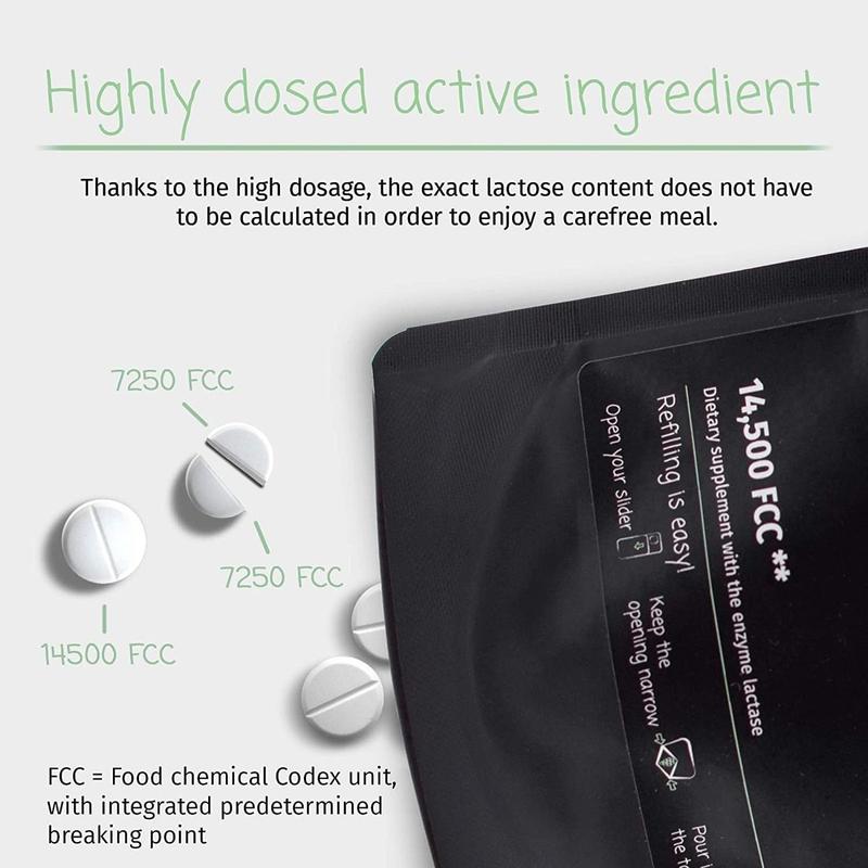 Lactase Pills 14,500 I 45 Pieces I Powerful Lactase Enzymes for Lactose Intolerance I Ultra Pure Lactase for Improved Digestion I No Silicon Dioxide, No Artificial Flavors, No Sucralose