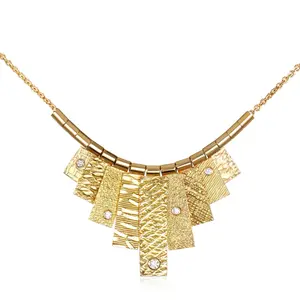 9 Tab Necklace with 14k Gold & White Diamonds