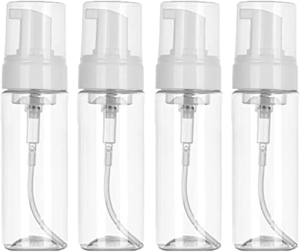 4 count 2OZ  Pump Bottle Soap Dispenser 60ml Foaming  Bottle Mousse Transparent Empty Travel  Refillable  Pump Dispenser Toiletries Shampoo Lotion