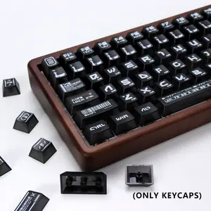 KBDiy Energy Crisis Clear Keycaps Set(ONLY KEYCAPS), 141 Keys Black Transparent Keycaps 60 65 75 100 Percent, Frosted PC light-transmitting Custom KeyCap, Cherry Profile, for RGB backlit light Mechanical Keyboards
