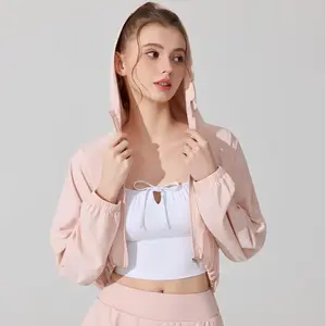 Original yarn sun protection long-sleeved cover-up with UV protection, ice silk cooling jacket, outdoor sports fitness yoga wear top