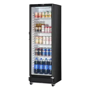 VEVOR Commercial Merchandiser Refrigerator, 6.9 CU. FT Glass Door Display Refrigerator, Beverage Refrigerator Cooler Merchandiser with Adjustable Shelves, Soft LED Light, Customizable Lightbox, Black