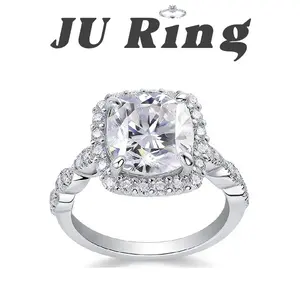 #13 C3  (Cushion Halo) 3 ct 925 Sterling Silver Lab-Grown Moissanite Main Ring Gifts for Women Gifts Stacks