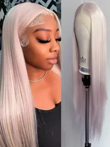 Ice Pink Wig for Women 13x4 Lace Front Wig 26inch Long Straight Synthetic Wigs Soft Natural Heat-resistant Fiber Cosplay Wig
