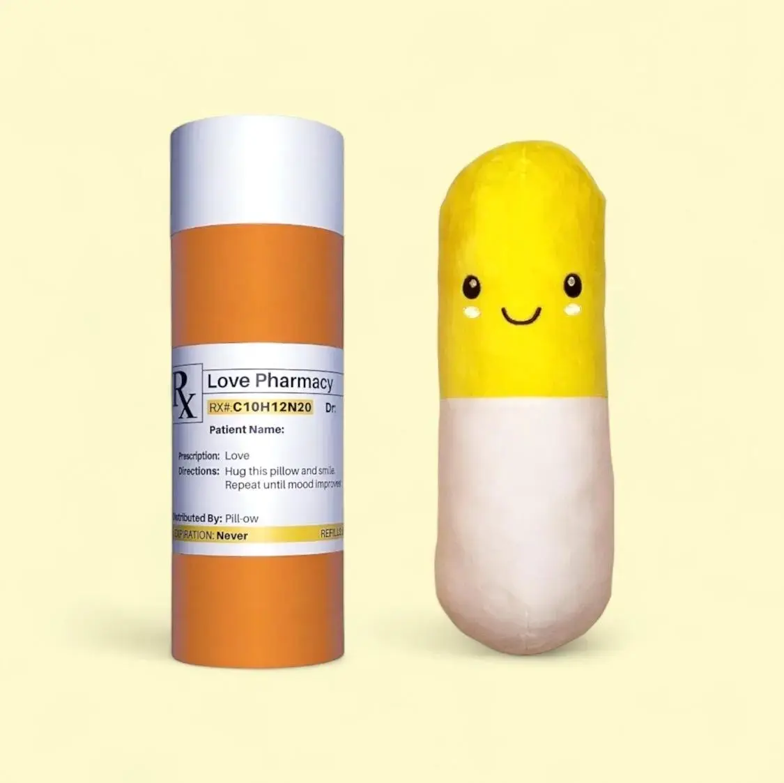 Punny Pillow Personalized Pill Plushie - Funny Gag Gift for Her, Best Friend Gift, Novelty Pill Pillow Teddy Bear Soft Adorable Stuffed