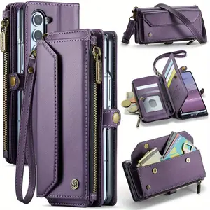 for Galaxy Z fold 6 Case, for Samsung Z fold 6 Case with Pen Holder Slot, RFID Blocking for Samsung Galaxy Z fold 6 Wallet Case for Women with Card Holder Zipper Strap