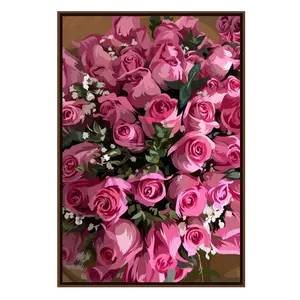Pink Roses I - Smard Black Wall Art Print/ Canvas for Home /Office Decor