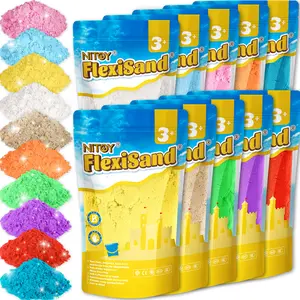 NiToy FlexiSand Value Pack 19lbs of 10 Colored Moldable Self-Sticking Sand, Never Dries Out-Fun for 3 Years and up Kids Bulk Refill for Sensory Sand Box Toys, Ideal for Shaping, Squeezing and Molding