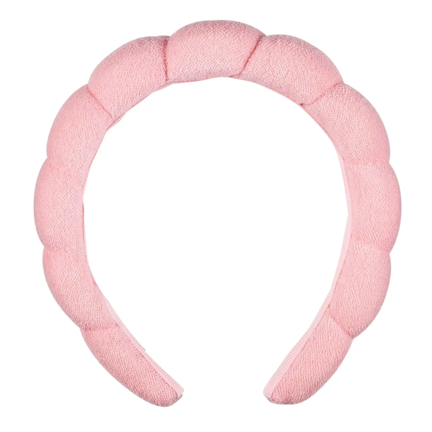 Spa Makeup and Face Washing Headband Pink Bubble Design 1 Count Ultra Absorbent Microfiber Headband for Washing Face Soft Terry Cloth No-Squeeze No Pull Band Gentle on Hair and Head