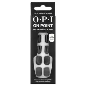 OPI On Point, Instant Press-On Mani, Short Length, Little Black Onyx Dress, 27 Piece Kit