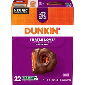 (W)Dunkin’ Turtle Love Artificially Flavored Coffee, Dark Roast, Keurig K Cup Pods, 22 Count Box