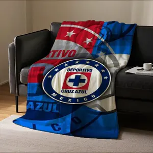 Cruz Azul Themed Flannel Blanket - Comfortable Lightweight Blanket Suitable for All Seasons, Perfect for Bed, Sofa, and Outdoor Adventures |       Digital printing, suitable for girls, teenagers, adults