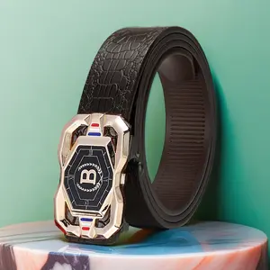 Men's Sleek Automatic Buckle Belt -GenuineFauxwithTextured Square Pattern, Black, Simple &StylishDesignforCasual Attire,Casual Wear BeltStylishSquarePatternPolished Alloy Buckle, Faux LeatherBelt