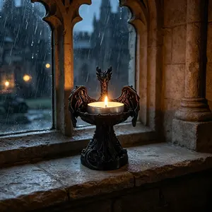 Gothic Dragon Resin Candle Holder, Vintage Craft, Halloween Decor, Bedroom Tea Wax Diffuser Base, Desktop Unique High-End Decoration