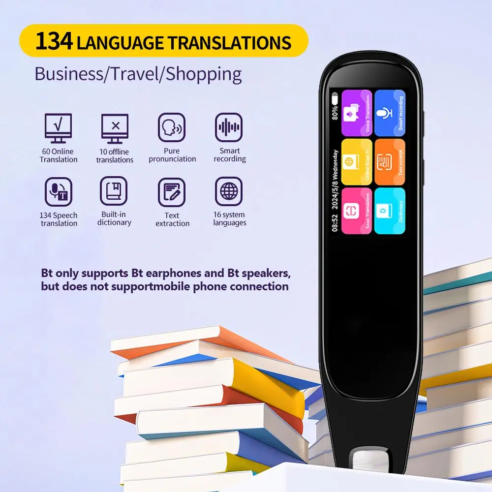 Translation Reading Pens for Adults, Smart Translation Pen, Auxiliary Tools, 134 Language Translation Devices for Reading Support, Language Learners for Voice Dialogue Translation, 60 Languages for Scanning Translation