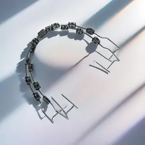 Temporary Dentures Oral Teeth Fashion Decoration - Metal Upper and Lower Teeth Decoration Braces with Hook for Orthodontic Use boxing equipment durable dental material black accent oral use stainless steel temporary veneer metal dental brace