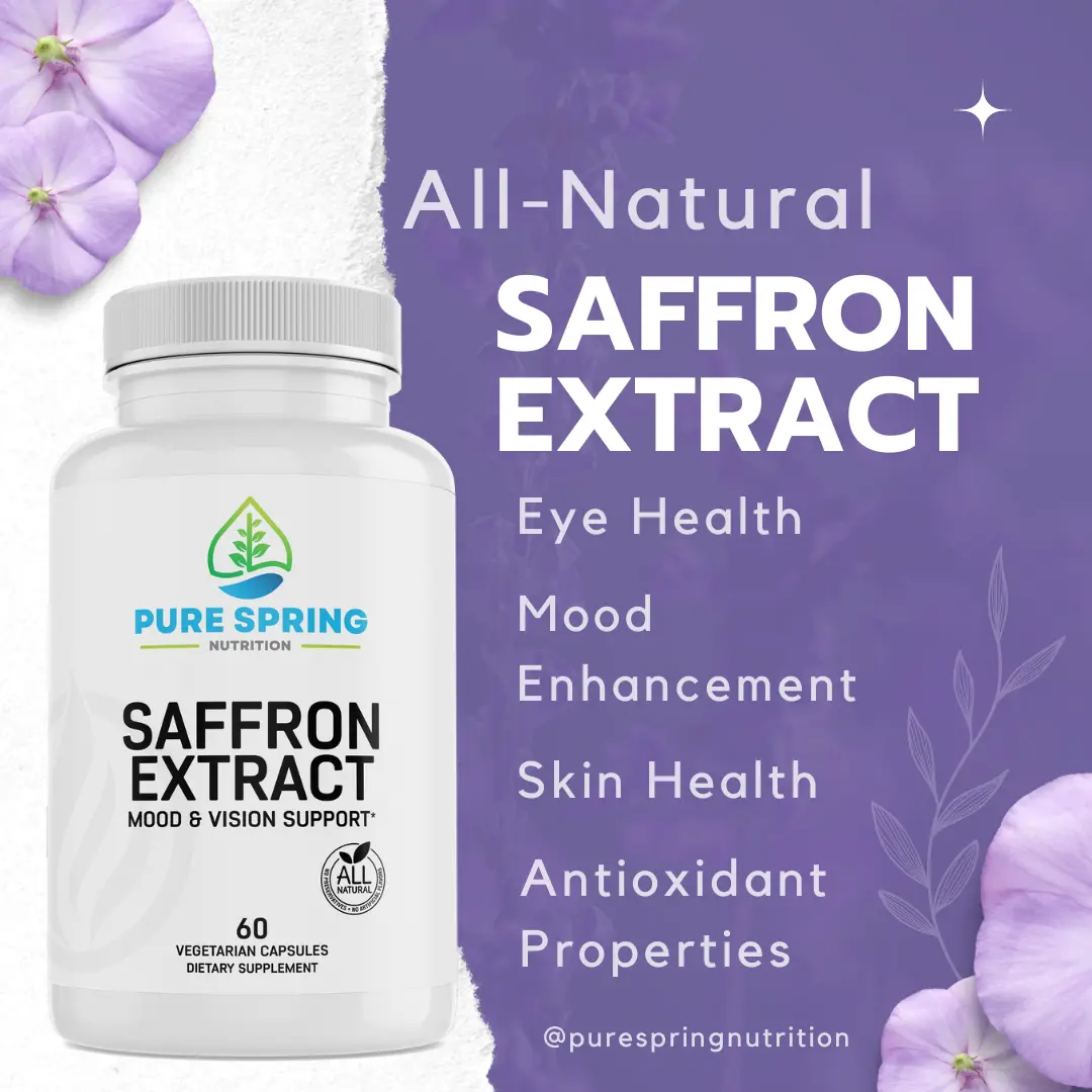 Pure Spring Nutrition - Saffron Extract - 88.5mg Fitness Supplement Dietary Boost Health Healthcare Natural Healthy
