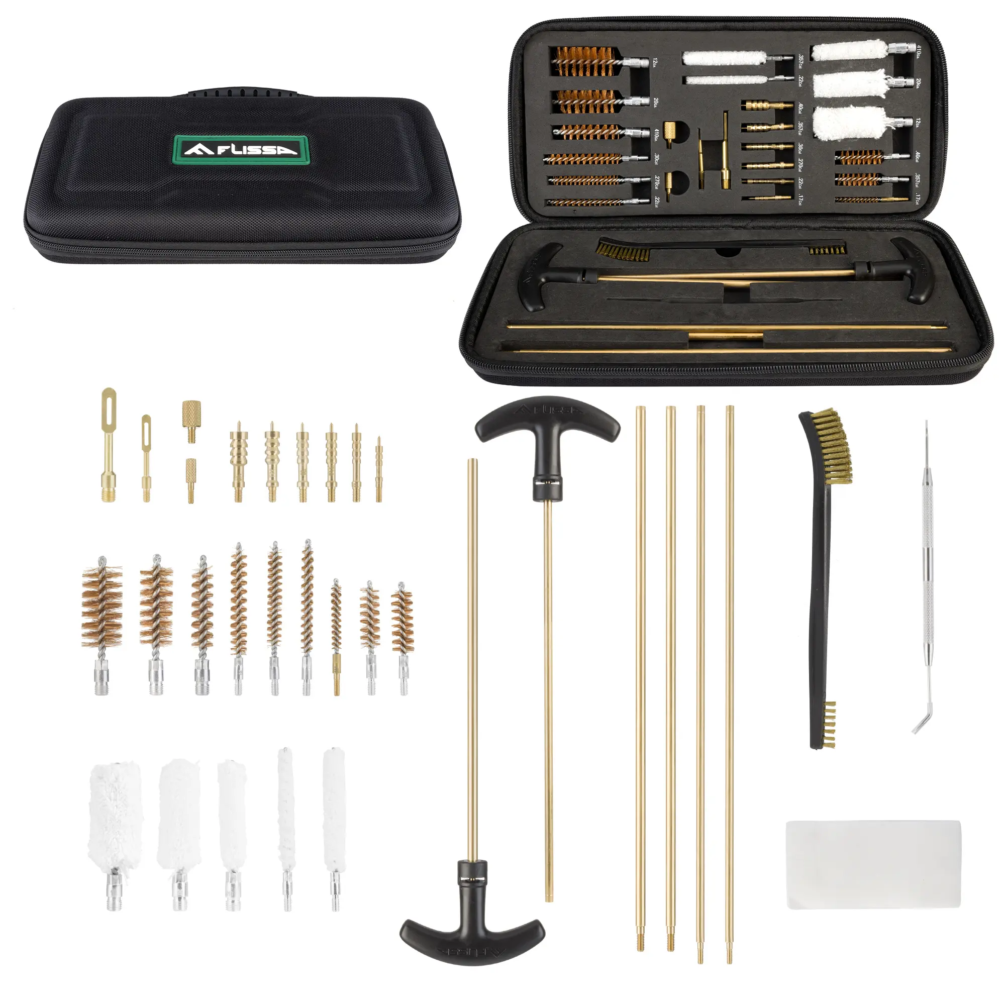 #backtoschool FLISSA Gun Cleaning Kit Universal, Gun Cleaning Kit with Solid Brass Rod, Brush, Mops, Jags & Portable Case,Universal Gun Cleaning Supplies for All Types of Shotguns, Rifles, and Pistols Gifts for Men