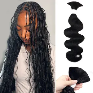 GK Human Braiding Hair 120g One Bundle/Pack 20 Inch Natural Black Body Wave Curly Bulk Human Hair for Braiding No Weft 100% Unprocessed Brazilian Human Hair Braiding Hair for Boho Braids