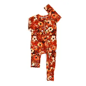 Auburn RUFFLE ZIP baby bamboo clothes floral adorable ready to ship