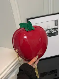 Small niche design Apple shaped simple casual shoulder bag, exquisite and cute versatile crossbody bag, personalized temperament round bag, suitable for shopping, dating, daily outings, gatherings, commuting, Lightweight Crossbody Bag