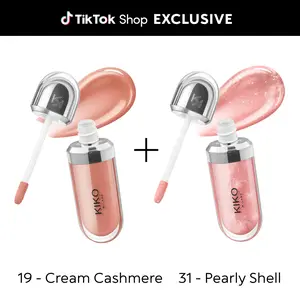 KIKO Milano 3D Hydra Lip Gloss Nude Bundle (19 Cream Cashmere + 31 Pearly Shell) | Softening Lip Gloss For A 3D Look