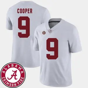 White #9 Football Jersey, Cooper Style College Fan Shirt, Crimson Game Day Jersey, Stitched Look, Alabama Inspired Gift, Sports Fan Apparel