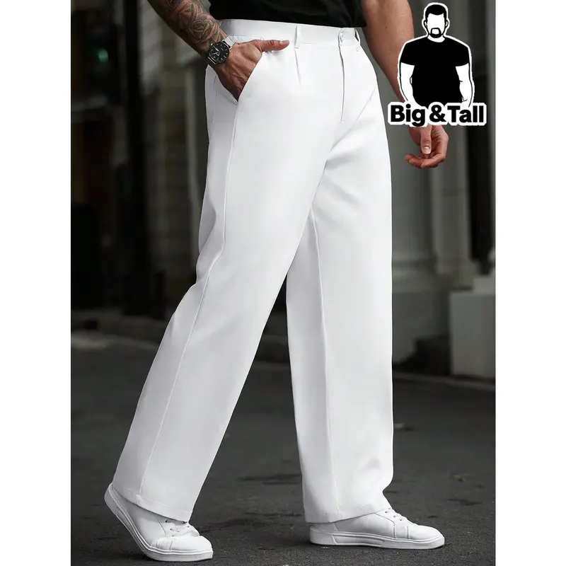 slim fit dress slacks Men's White Slim Fit Shiny Dress Pants White / Dress Size Pants : 30 Unfinished Bottom main image 0