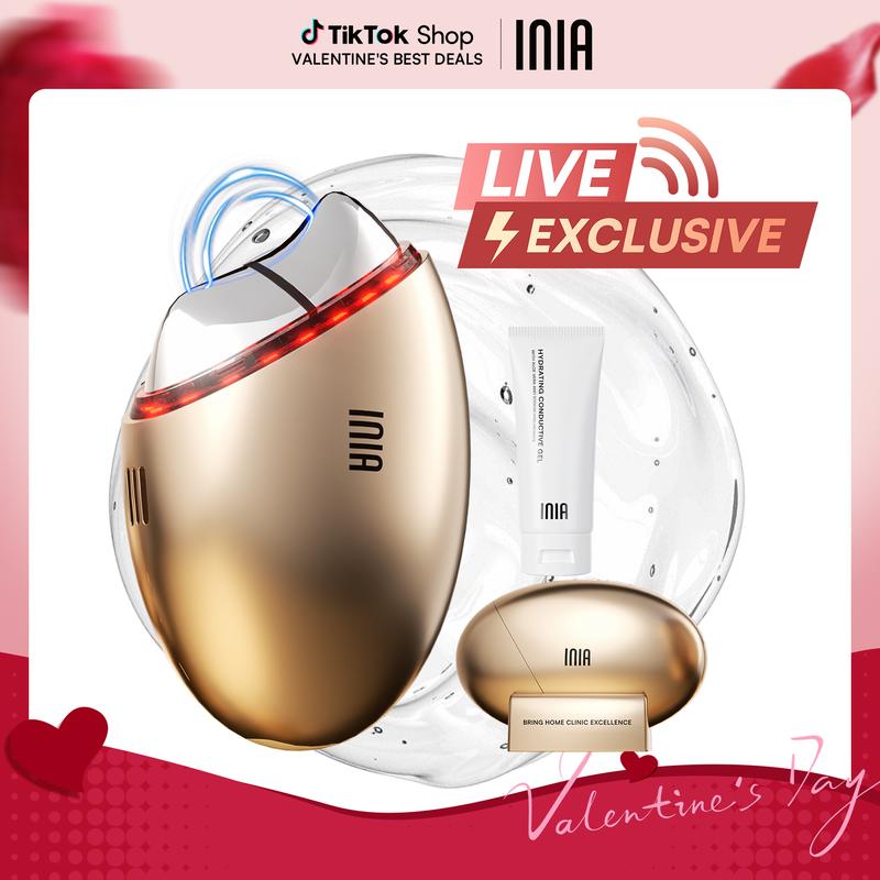 【LIVE EXCLUSIVE】INIA GLACE 7-in-1 Face & Neck Sculpting Device | EMS Microcurrent, Red & Blue Light, Thermal & Cryo Therapy for Lift, Tighten, Lymphatic Drainage & De-Puff, Serum Infusion, Perfect Gift Pick