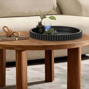 Modern black silicone round tray, suitable for coffee table decoration - an artistic center decoration with a minimalist design, highly suitable for home decoration, perfume display, fashion center decoration, and coffee bar decoration.