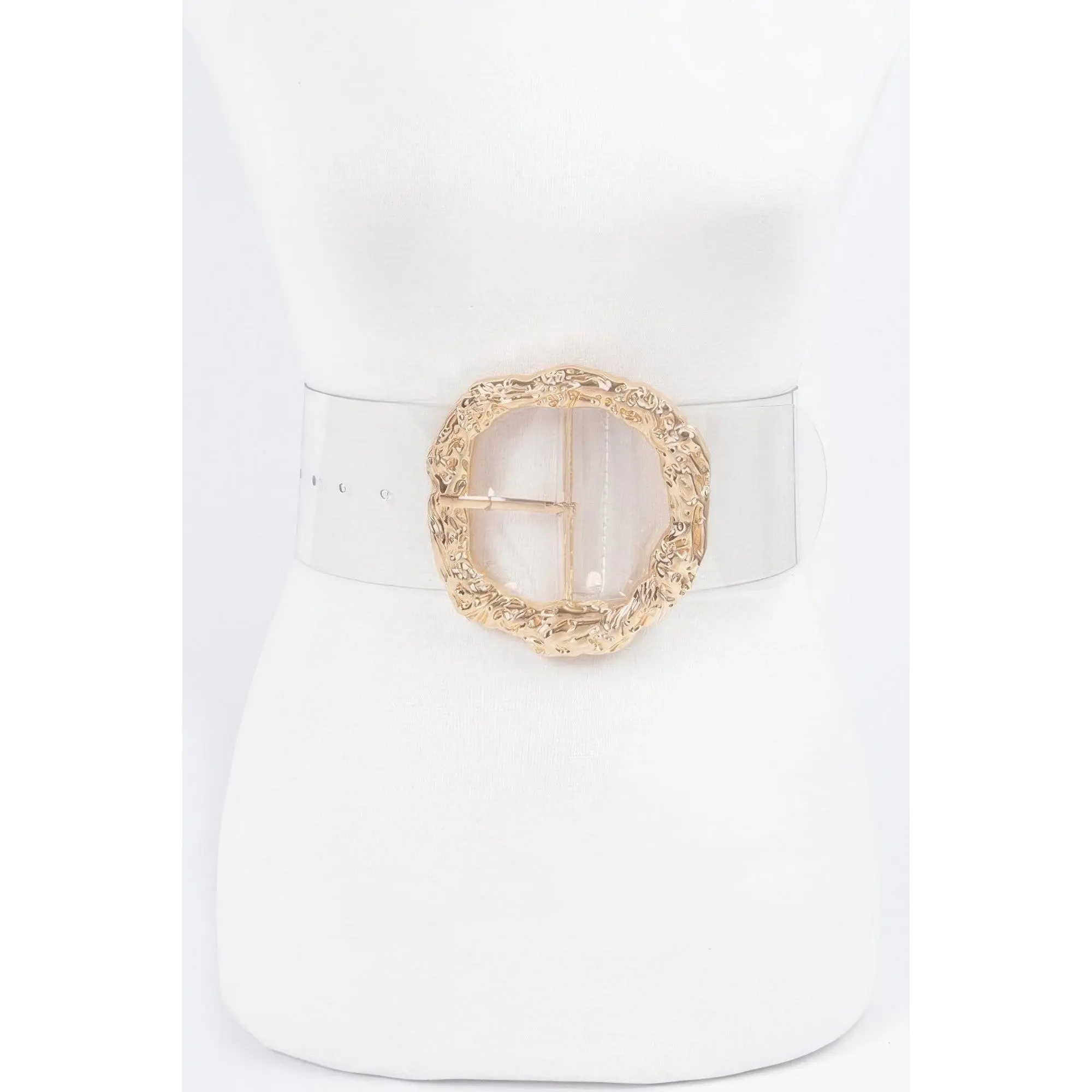 Big Vintage Round Metal Buckle Clear Plussize Belt