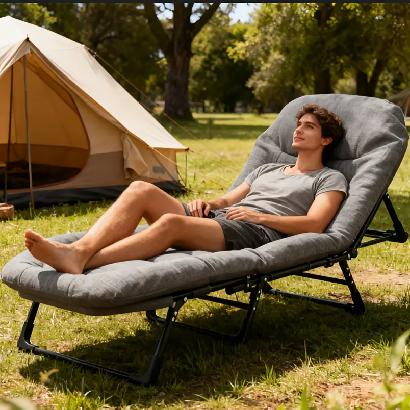 Adult Camping Cot with Built-In Headrest And Removable Mattress - 71 Inch XL Portable Folding Bed, Heavy Duty Frame for Support - Ideal for Camping, Guest Bed, Travel And Picnic, Outdoor Solely