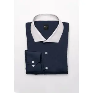 Egyptian Navy Blue Light Weight 80's Poplin Shirt - White Classic Collar