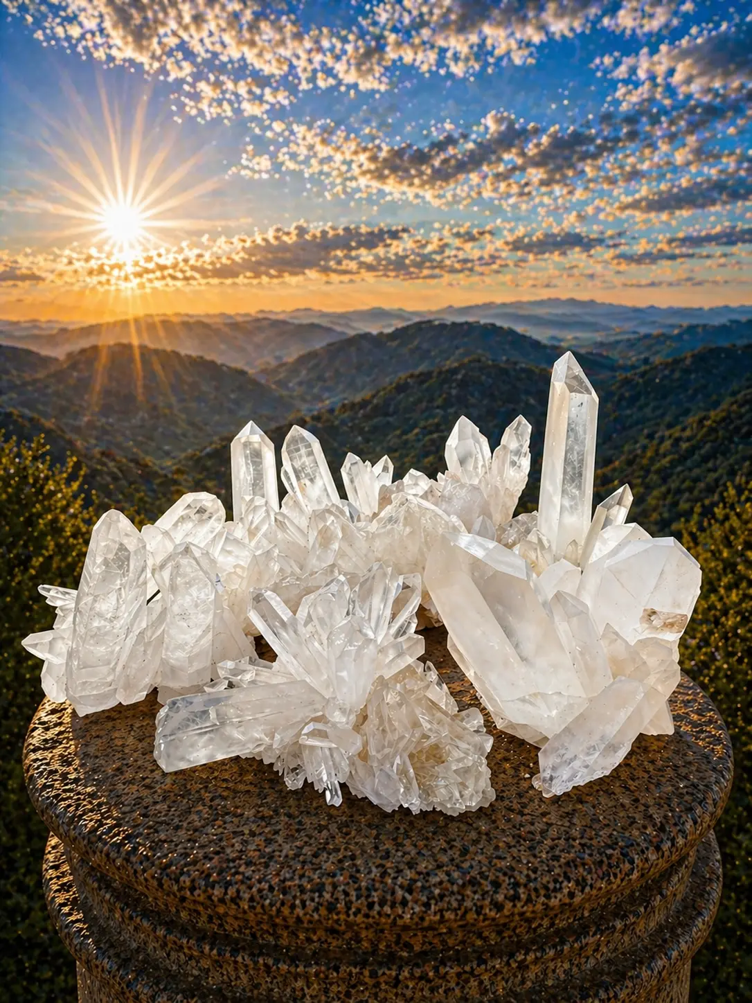 Clear Quartz Point Clusters
