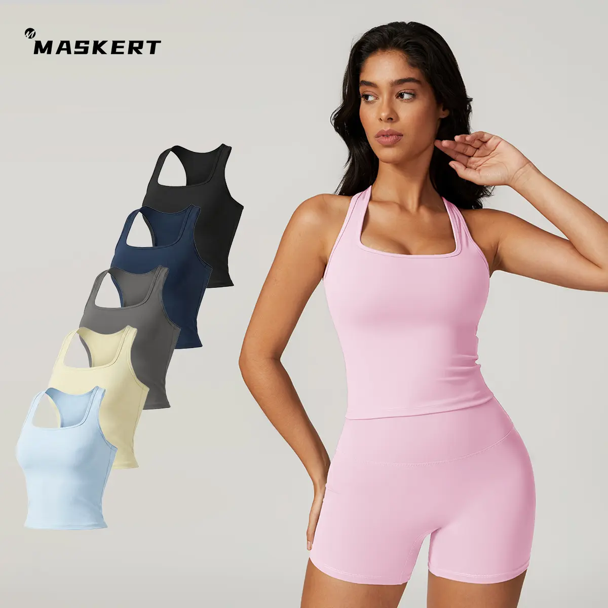 MASKERT Women's Sports Tank Top Built-in Bra Stretchy Buttery Soft Lightweight for Yoga & Training summerwins Activewear Clothes Fitness Apparel tiktokshopbacktoschool