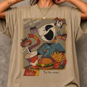 Digital Circus Spudsy's Shirt, Gangle Jax Fast Food Graphic Tee, Retro Animation Gift