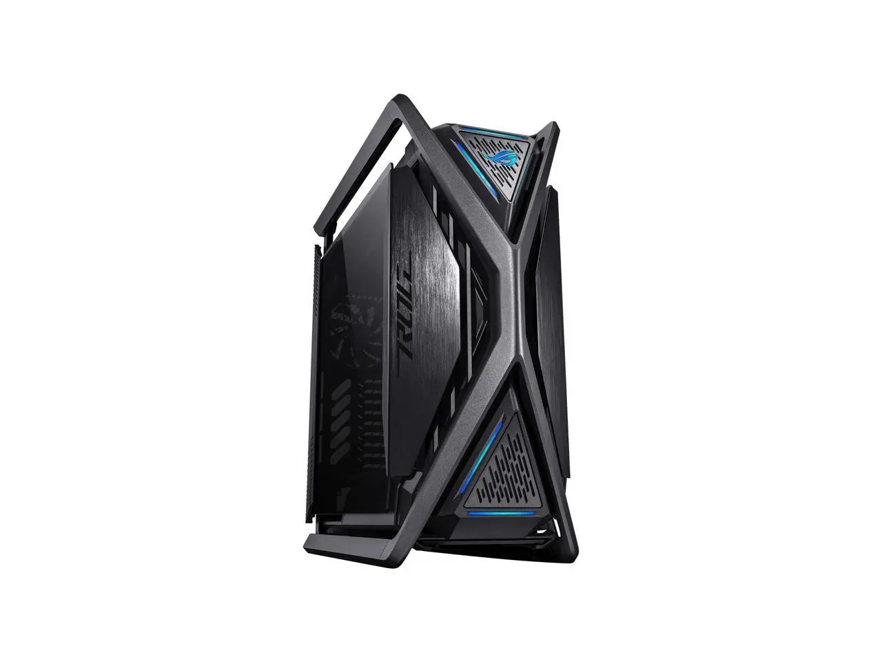 ASUS ROG Hyperion GR701 EATX full-tower computer case with semi-open structure, tool-free side panels, supports up to 2 x 420mm radiators, built-in graphics card holder,2x front panel Type-C