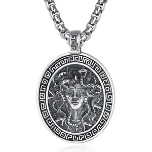 Medusa Necklace 925 Sterling Silver Greek God Necklace Amulet Pendant Necklace Greek Mythology Protection Jewelry Men Women Gift TikTokShopBlackFriday