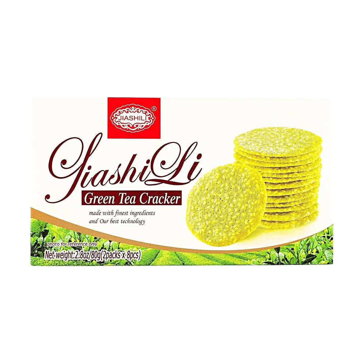 GDJSL Green Tea Sesame Crispy Wafer Biscuits 80g - Light & Crispy Snack for Tea Time